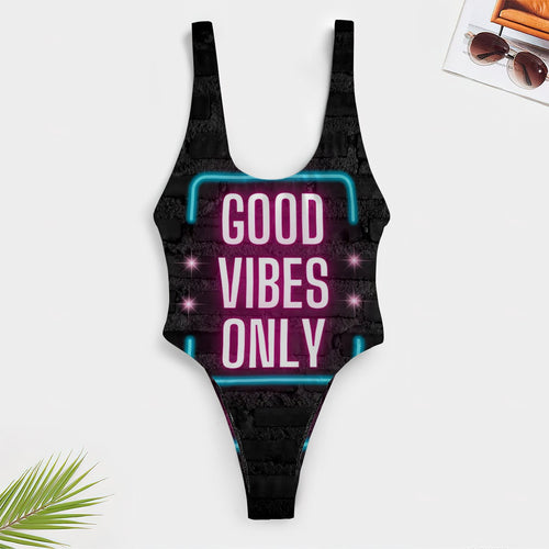 Good vibes only High-Cut One Piece Swimsuit