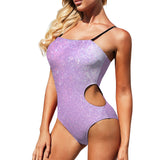 Glitter Flow Cut Out One Piece Swimsuit Women