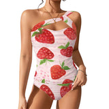 Strawberry Delight One-Shoulder Two Piece Swimsuit