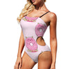 Cute Pink Doghnut Cut Out One Piece Swimsuit Women