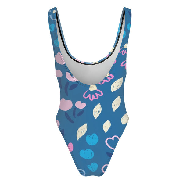 Bloom n Blue High-Cut One Piece Swimsuit