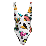 Hearts all over High-Cut One Piece Swimsuit