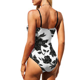 Black Rose Cut Out One Piece Swimsuit Women