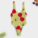 Lemon and Cherry High-Cut One Piece Swimsuit