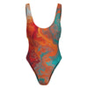 Liquid Marble High-Cut One Piece Swimsuit Women