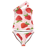 Strawberry Delight One-Shoulder Two Piece Swimsuit