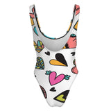 Hearts all over High-Cut One Piece Swimsuit