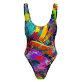 Colourful paint High-Cut One Piece Swimsuit Women