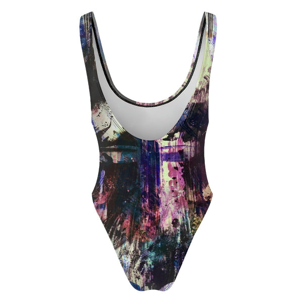 Dark Paint High-Cut One Piece Swimsuit Women