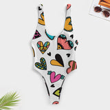 Hearts all over High-Cut One Piece Swimsuit